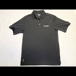 Ping Mens Black Golf Polo Pullover Shirt Button Size Medium